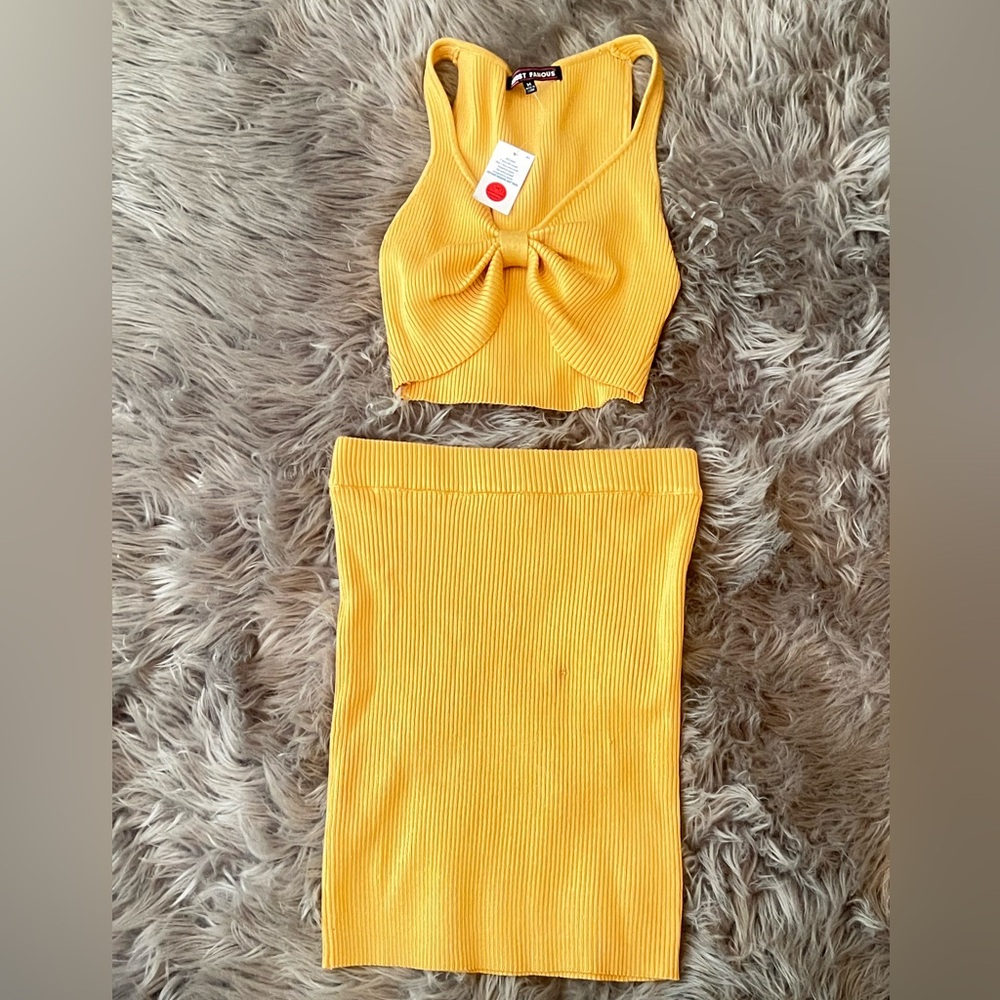 COPY - Yellow two piece women’s crop and skirt set